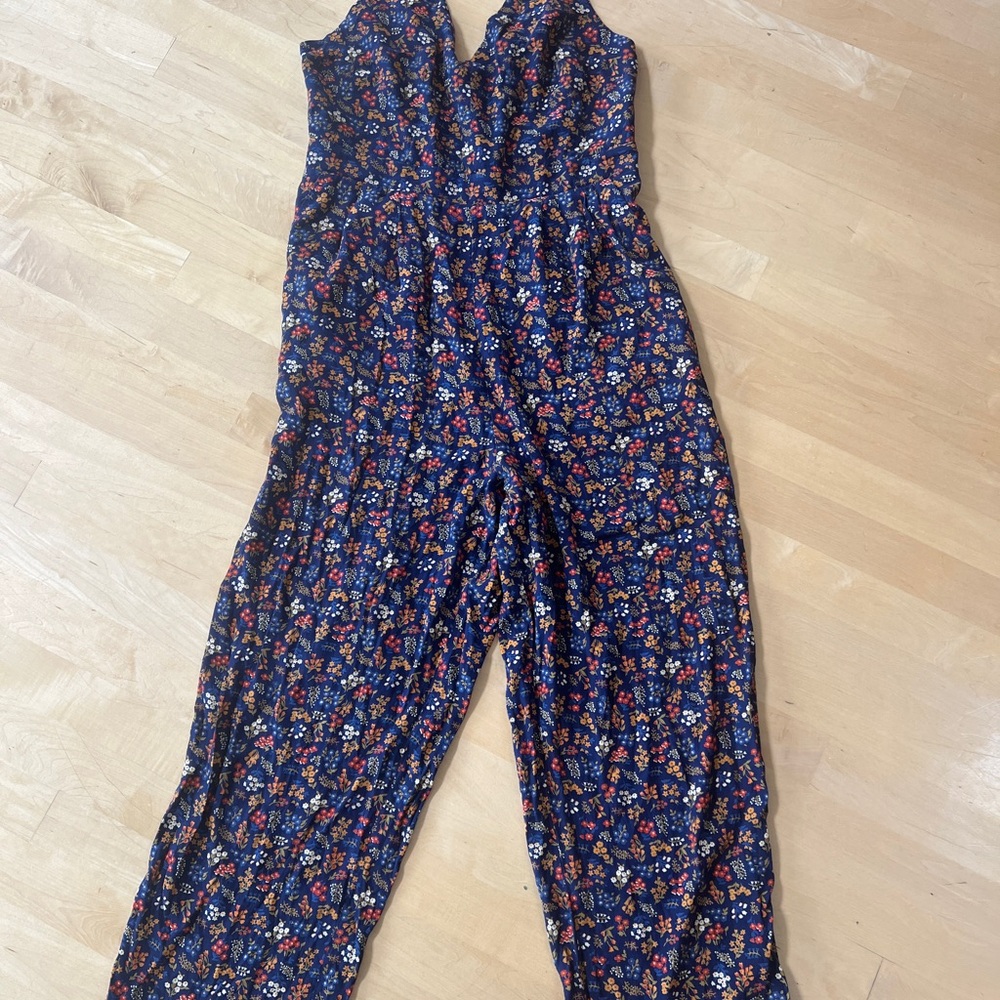 Madewell Navy Floral Jumpsuit